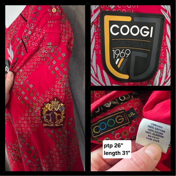 4X Mens Coogi Red Graphic Long Sleeve Shirt - Picture 2 of 2